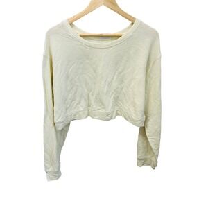 DOUBLE ZERO LOVELY LARGE Cropped Crewneck Sweatshirt Cream